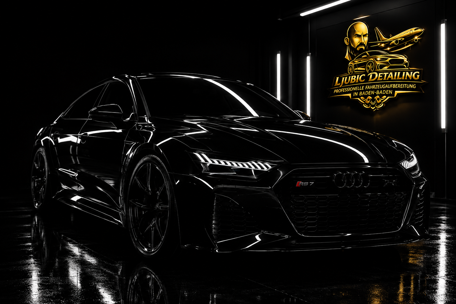 glänzender audi rs7 im detailing studio